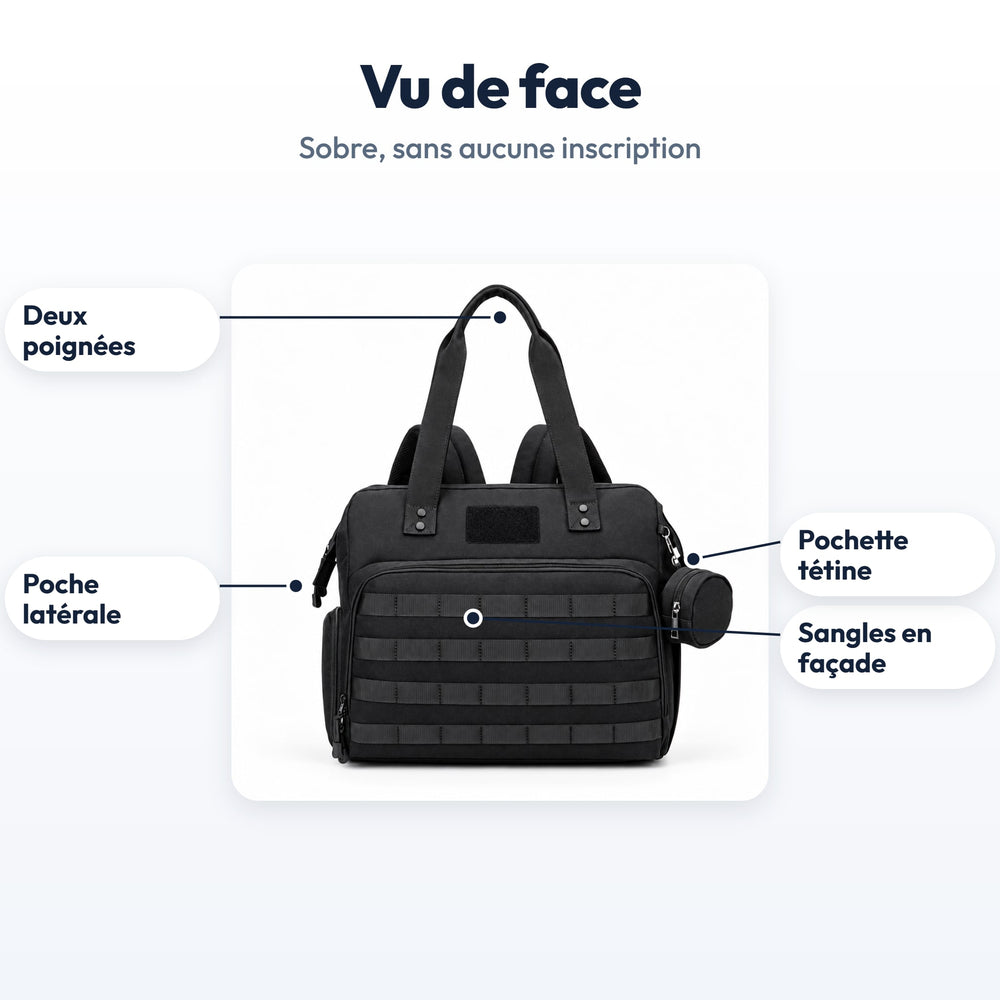 Sac à Langer Papa Securidou : légendé, vu de face