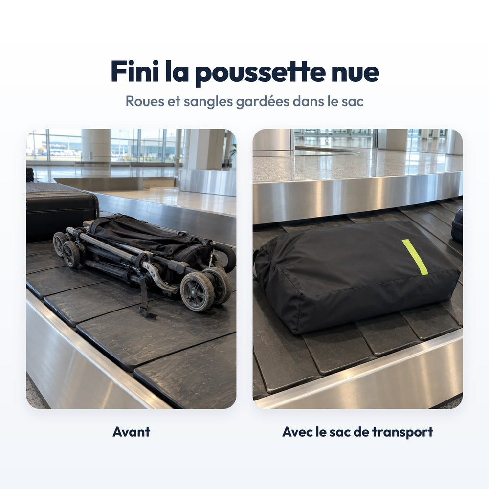 Sac de Transport Poussette Securidou : avant et avec