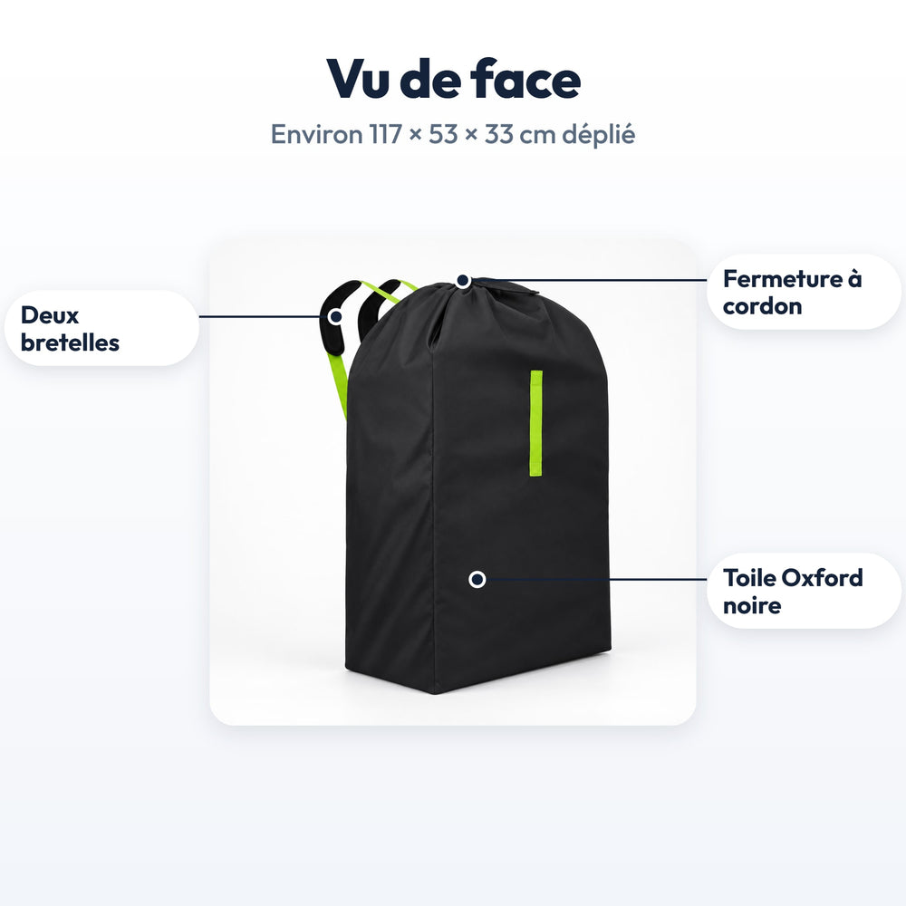 Sac de Transport Poussette Securidou : légendé, vu de face