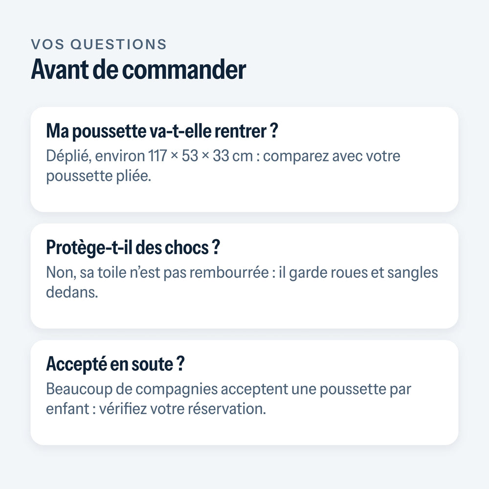 Questions fréquentes sur le sac de transport poussette
