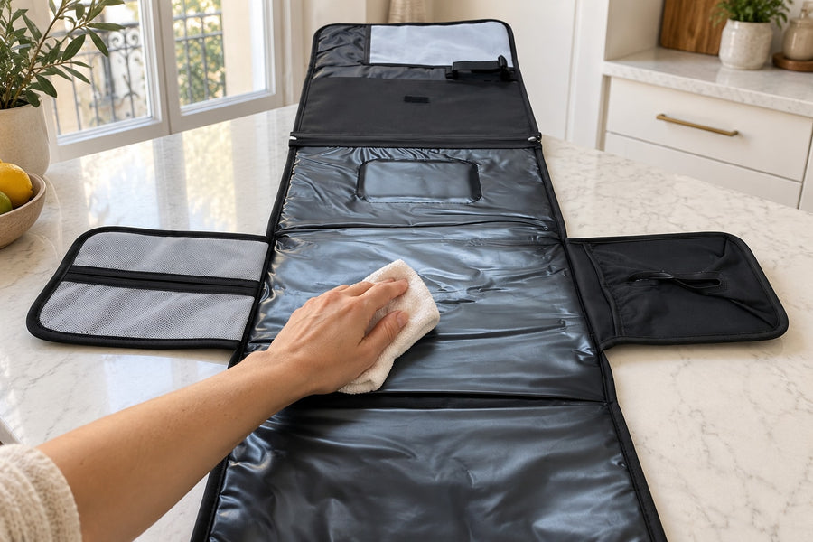 Tapis à langer nomade Securidou essuyé avec un chiffon humide