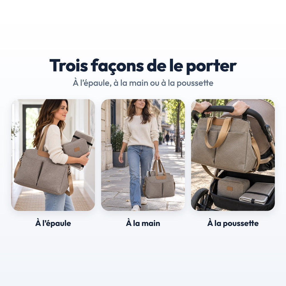 Trio Sac à Langer Cabas Securidou : modes de portage