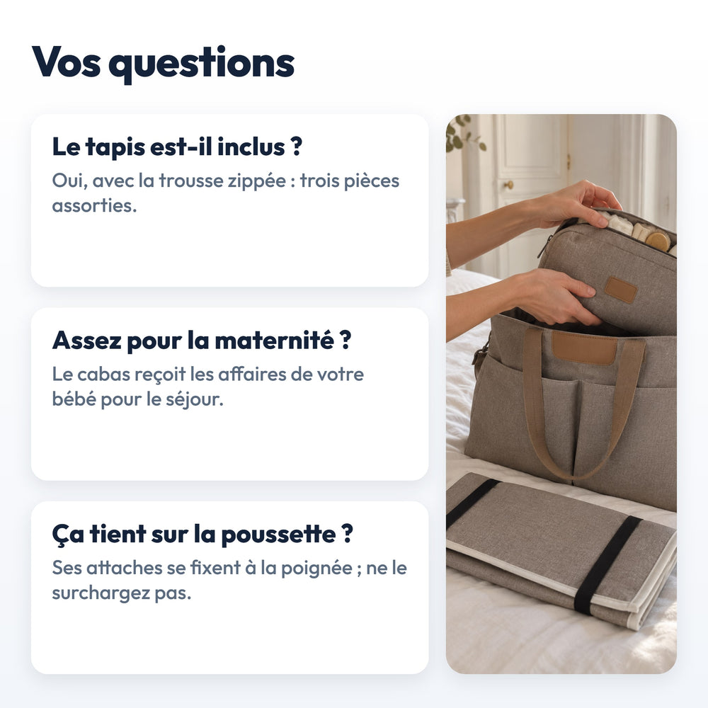 Trio Sac à Langer Cabas Securidou : réponses aux questions fréquentes